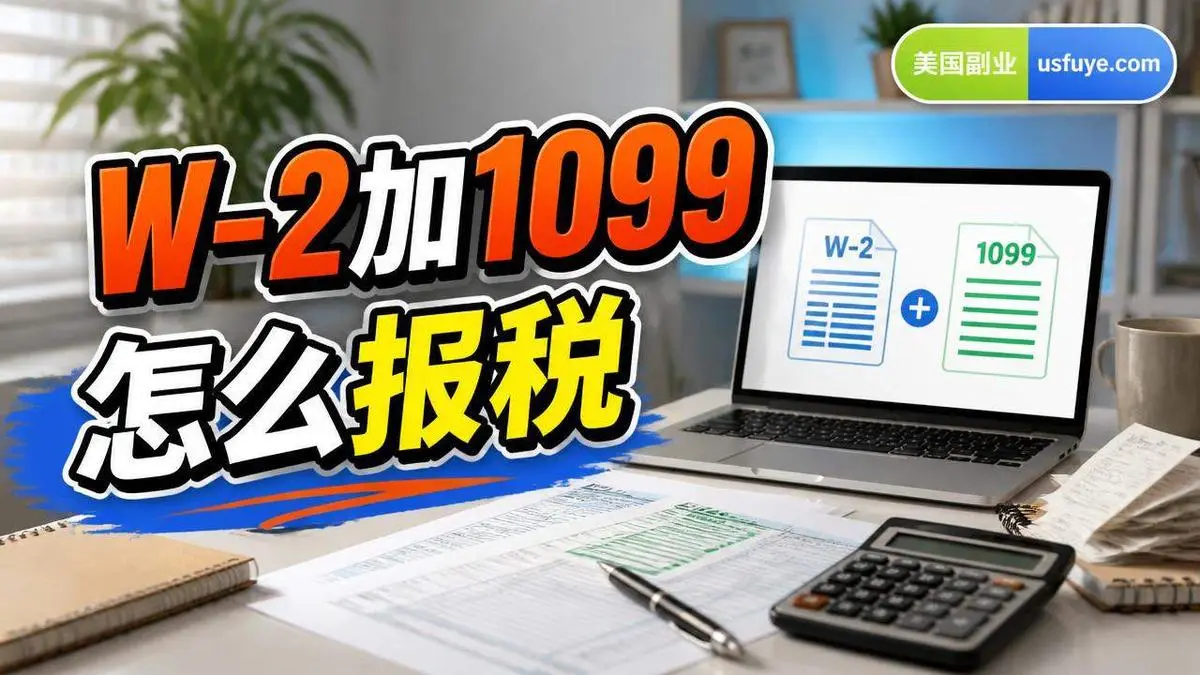 W-2 工资加 1099 副业收入:报税时比只有工资多出哪几步